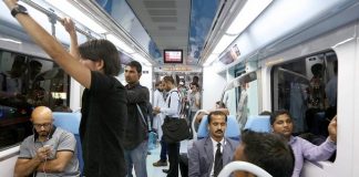 Over the course of its lifetime, the Metro has completed more than 830 million passenger journeys. People travelling on the Dubai Metro. Pawan Singh / The National
