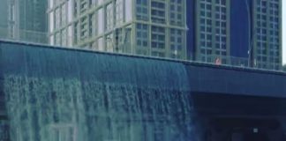 Testing the waterfall at Dubai Canal