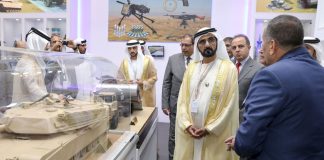 Vice President and Prime Minister of the UAE and Ruler of Dubai His Highness Sheikh Mohammed bin Rashid Al Maktoum, accompanied by Crown Prince of Dubai His Highness Sheikh Hamdan bin Mohammed bin Rashid Al Maktoum, visited a number of Arab and foreign pavilions at the International Defence Exhibition and Conference (IDEX 2017).