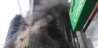 Fire near Dubai Mall causing traffic congestion