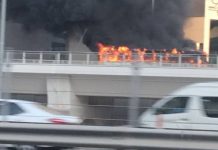 Watch: Bus catches fire in Dubai Marina