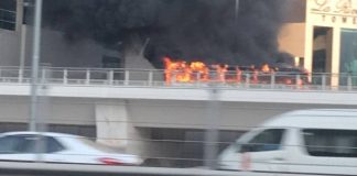 Watch: Bus catches fire in Dubai Marina