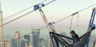 Video: Sheikh Hamdan’s zipline stunt in Dubai Marina
